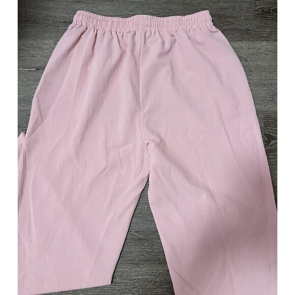 Pink Elastic Waist Pants Womens Size L 100% Light Polyester - Picture 2 of 5